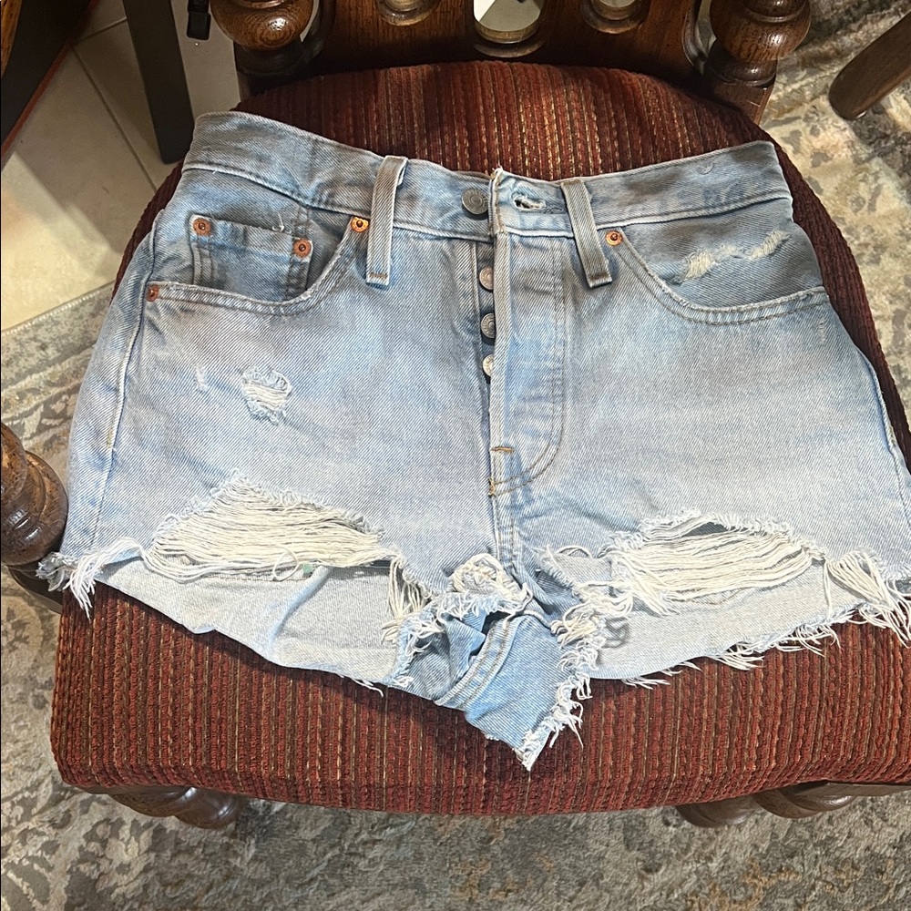 Levi's Light Blue Distressed Jean Shorts New